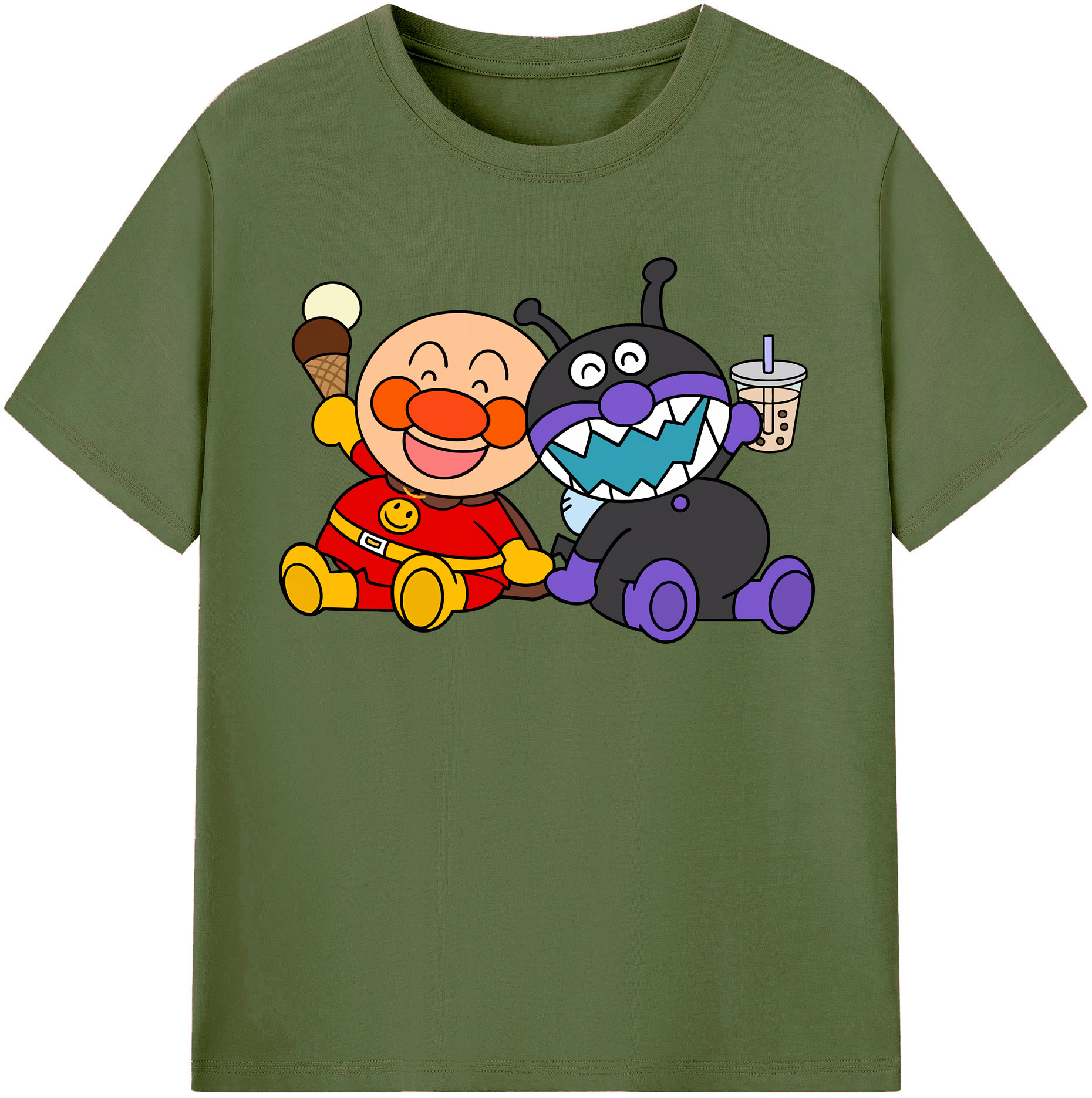 （画像用） アンパンマン Anpanman 綿100％半袖Tシャツ（フロントプリント）